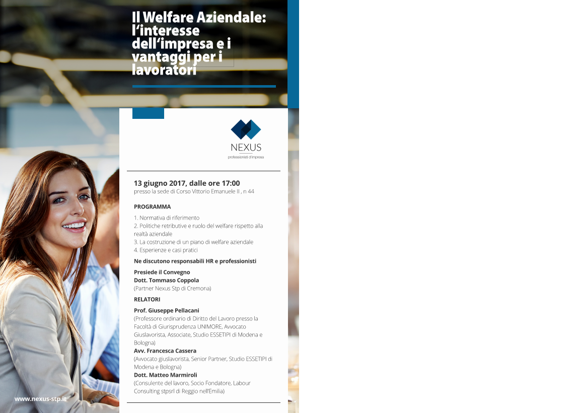 Il welfare aziendale – slides convegno Nexus – Essetipi – Labour C. – Cremona 13.7.2017